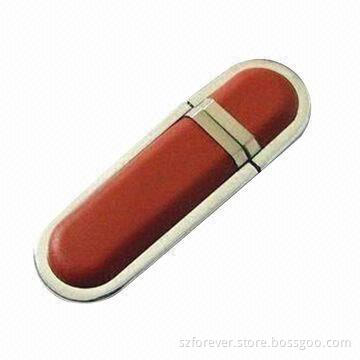 Leather USB Flash Drive, 12 to 17Mbps Reading Speed and 4 to 6Mbps Writing Speed, Logo Printed Free